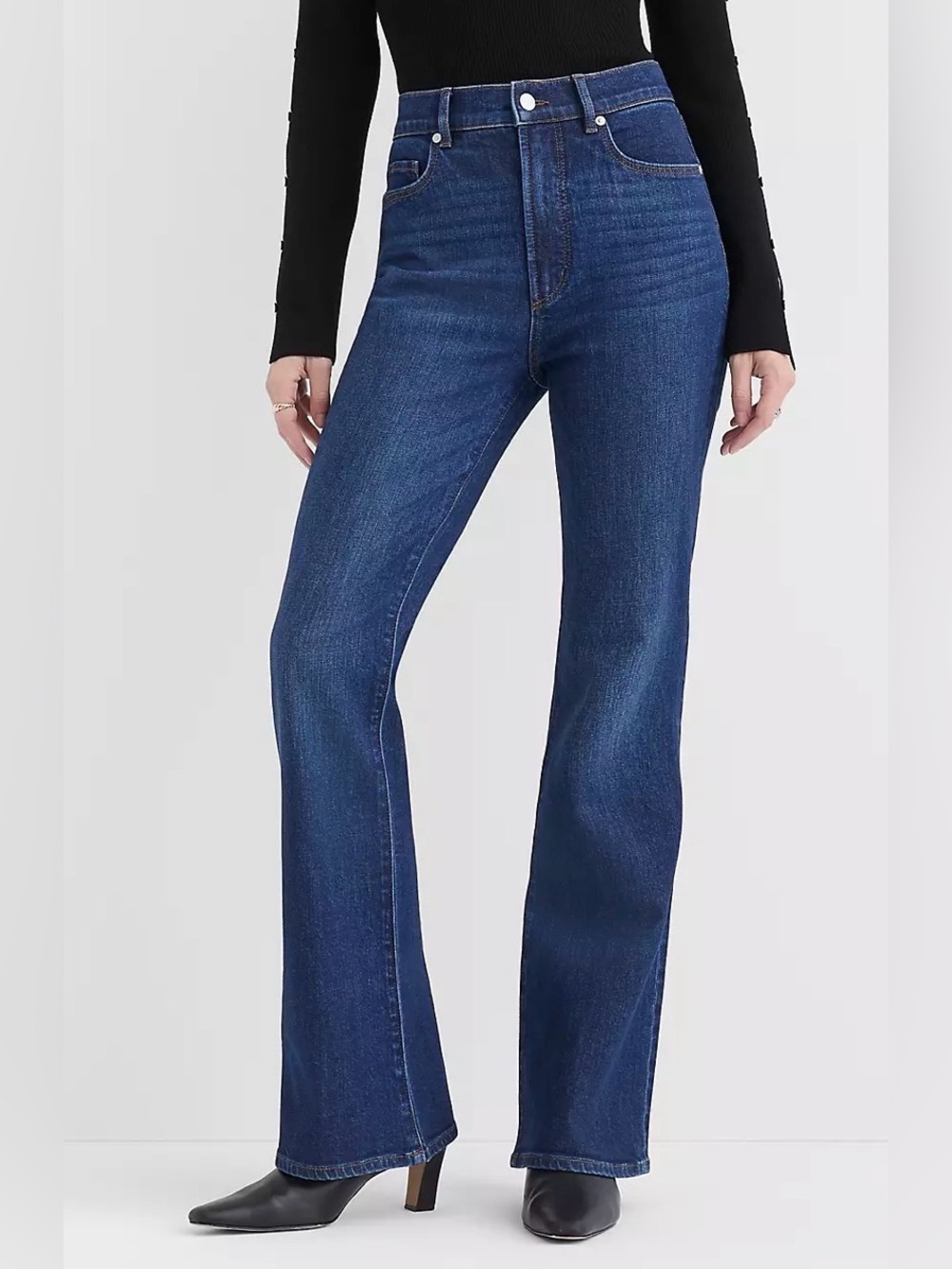 LOFT Dark Blue High-Rise Slim Flare Jeans
